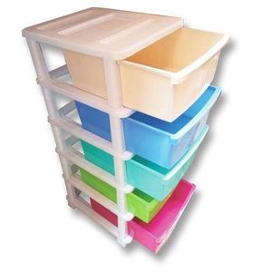 General Plastic Trolley 5 Stack Layer - Mix Color Dark Blue Light Blue Green Cream