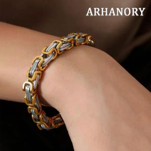 ARHANORY Women's Byzantine Stainless Steel Chain Bracelet Men's Hip Hop Jewelry - 6mm 