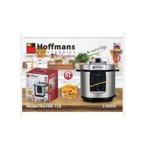 Hoffmans Electric Pressure Cooker Fast Cooking, 6L - Silver 