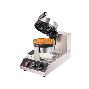 Commercial Waffle Maker, 1 Piece per Batch, 1300W Round Waffle Iron, Non-Stick Waffle Baker Machine with Temp Range Teflon-Coated Baking Pans Stainless Steel Body, 120V 