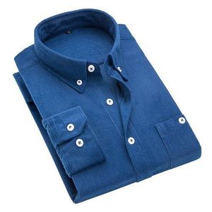 Fashion Cotton Corduroy Shirt Long Sleeve Winter Regular Fit Mens Casual  Shirt Warm S~6xl Solid Men's Shirts With Pokets Autumn Quality G701 4XL