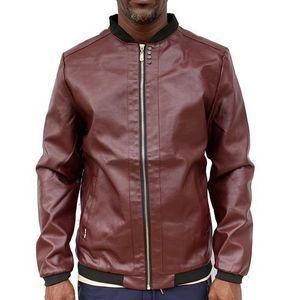 Men's Leather Jacket Casual Outerwear - Maroon - Classic Casual Outerwear for Everyday & Smart-Casual Styling