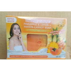 Double Gluta Pineapple & Lemon+ Papaya Carrot Soap Clears Stretch Marks ,Dark Spot ,  acne blemishes 