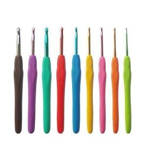 9-Piece Colorful Soft-Handle Crochet Hook s Set (2.0-6.0mm) - Ergonomic Grip for Crocheting
