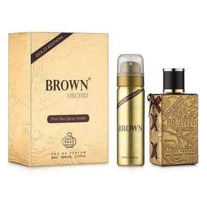 Fragrance World  Brown Orchid Gold Edition Perfume For Men, 80ml With Free Body spray