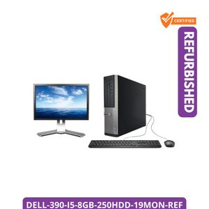 DELL Refurbished OptiPlex 390 Intel Core i5 8GB RAM 250GB HDD Desktop Full Set with 19-Inch Monitor