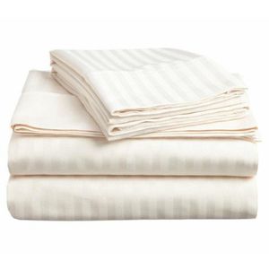 4pcs Egyptian cotton bedsheets-with invisiblestripes( 2 bedsheets, 2 pillow cases) - Cream 