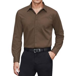 Men's Office Long Sleeve Casual/Formal/Suited Shirt - Brown