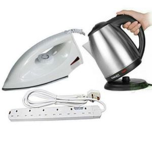 Bundle Of Flat Iron,2.0 Scarlet Kettle,6 Way Extension Cable - White