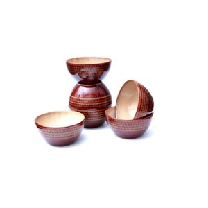 6 Pieces Of Food Cereal Soup Bowls Dishes - Brown