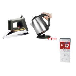 Flat Iron & 2L Electric Kettle Percolator Plus A Free TV Guard - Silver, Black