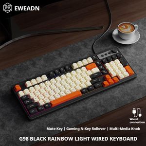General G98  Wired silent keyboard with colorful lights, 98 key layout, mechanical feel-Black