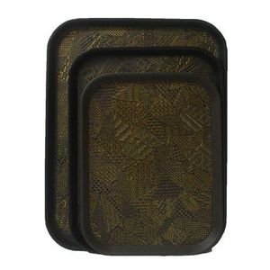 3 Piece Non Slide Rubber Serving Trays-Black.