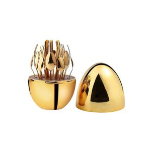 Cutlery Set 24 Pcs with Oval Shaped Stand - Gold