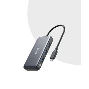 Anker Premium 4-in-1 USB-C Hub USB-C port with 1 USB-C charging port ,1 USB-A charging & data port ,1 USB-A data port - Black