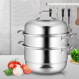 34Cm - 3 Layer Stainless Steel Food Saucepan And Steamer Soup Pot -Silver.