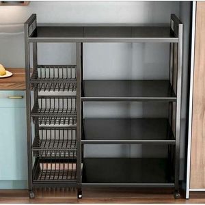 4 Layer storage Kitchen Rack - Black