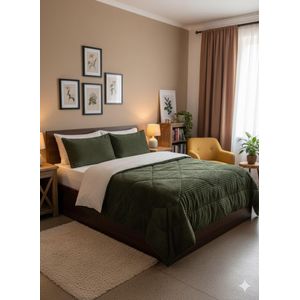 4pc Velvet coral Duvet - green 