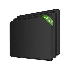 3 Pack Mouse Pads,with Stitched Edge, Non-Slip Rubber Base, Premium-Textured and Waterproof Mousepad for Computers, Laptops, Office & Home-Black