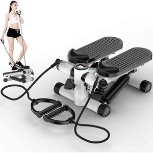 Mini stepper exercise machine with resistance bands. 