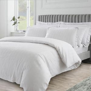 4pc Egyptian plain Duvet with invisible stripes-  White