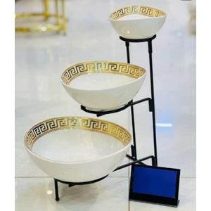 3 Tier Serving Bowl Set Three Tiered Serving Bowls  Kitchen Food Display Dessert Presentation Stand Party Food Tray Set- Multicolor