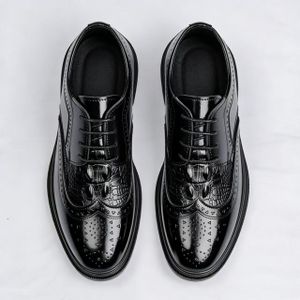 Stylish Men's Lace-Up Dress Shoes Wedding & Business Gentleman's Leather Shoes - Black