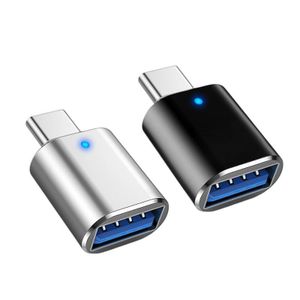3.0 high-speed transmission OTG adapter, type-C to USB, 2 pieces, black and silver,With illuminated lights