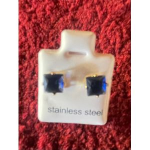 Blue XL Square Ear Studs