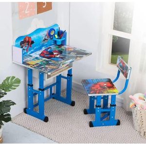 Kid's Study Set With Wooden Adjustable Height Table And Chair-Blue