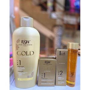 Fair And White Paris Gold Ultimate Shower Gel, Satin Exfoliating Soap, Revitalizing Fade Cream And Revitalizing Argan Oil