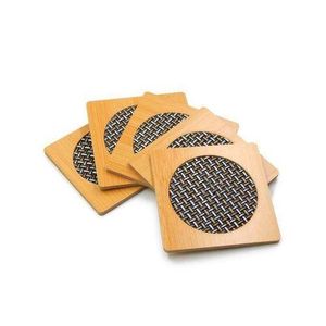 5pcs bamboo glass cover coasters