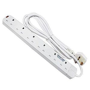 Power King  6 Way Extension Cable - White