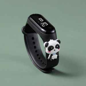 Kids Black Panda LED Watch - Cartoon Digital Wristband for Boys Girls