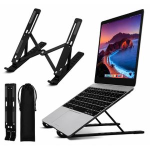 Portable Adjustable Aluminium Laptop Stand – Foldable Laptop Holder With Carry Pouch – Black