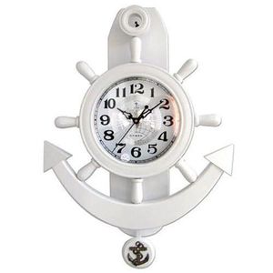 Nautical Ship's Wheel and Anchor Wall Clock