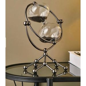 30 Minute -Modern Rotating Sand Hourglass Ornament – Luxury Table Decor Black
