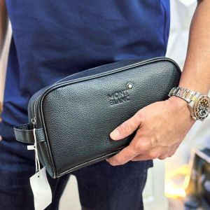 Genetic Luxury Men's Leather Travel Pouch Black (Zip Closure)