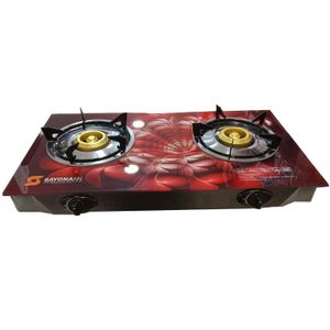Sayona 2 Burners Quality Glass Top Gas Stove With Automatic Ignition Designs Vary-Multicolor