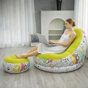 inflatable air sofa and lounge chair set with a floral pattern.
