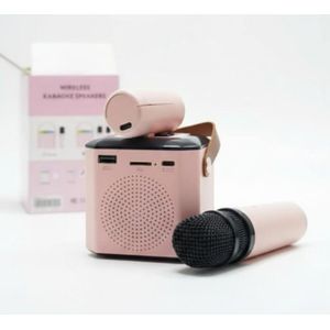 Outdoor Home Portable Wireless Bluetooth Microphone Smart Speaker - (Comes With 2 Micro-Phones) - Light Pink.