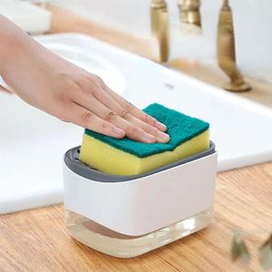  2-in-1 Countertop Liquid Soap Pump and Scrubber Holder