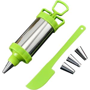 Cake Decorating  Whipped Cream Piping Syringe And Nozzles, Cupcake Frosting Filling Kit, Food Grade Reusable Dessert Cream Decorating Tools with 3 Tips and 1 Spatula/Cake Decorating Pen Reusable Stainless Steel Cake Decoration Icing Tools