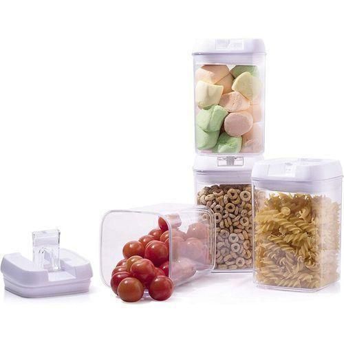 product_image_name-Generic-Airtight Kitchen Storage Containers 4pc Plastic Canisters With Vacuum Seal Lids- Clear-1