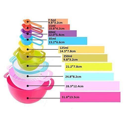 product_image_name-Generic-Multi functional 10 Piece Measuring Cups And Mixing Bowls-Multi Colors-5