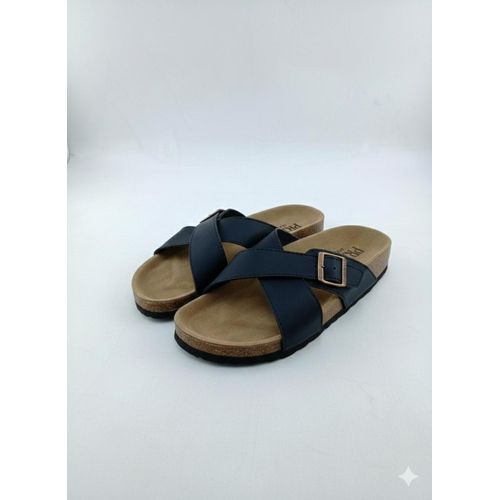 product_image_name-Fashion-Unisex Cross-Strap Sandals with Double Buckles- Black -1
