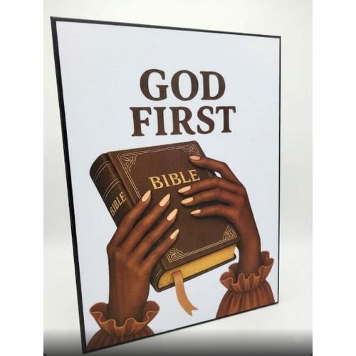 product_image_name-Generic-Wall Art religious message featuring a decorative print with the words "GOD FIRST". - A3 Size.-1