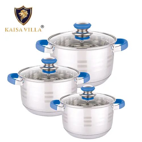 product_image_name-Generic-6 Pieces Stainless Steel  Cookware Set With Mirror Polish And Glass lids-Silver-2