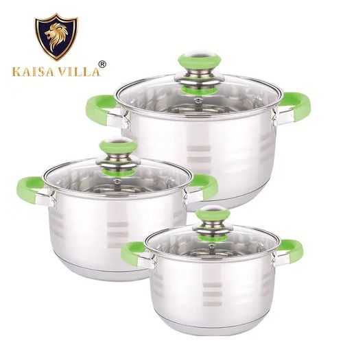 product_image_name-Generic-6 Pieces Stainless Steel  Cookware Set With Mirror Polish And Glass lids-Silver-3