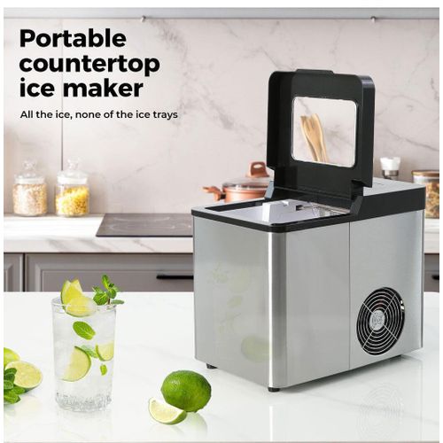 product_image_name-Digiwave-Countertop Self Cleaning, Portable Ice Cube Maker, 12-15kgs Freestanding Machine, Low Noise Easy to Use - Perfect for Parties Mixed Drinks -Silver-2